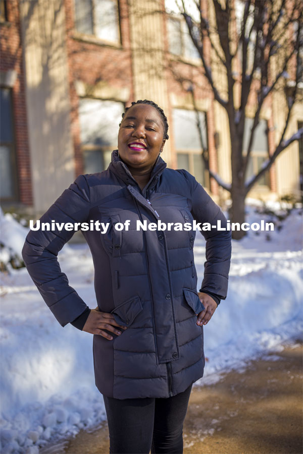 Memory Manda, a master’s student in the Department of Sociology, is focusing her Nebraska-based research on Kaposi sacroma, a skin cancer that is the second-most common cancer in Zambia. This is part of a weekly student conversation series highlighted as part of Black History Month on the University of Nebraska–Lincoln's Medium page. The series features students who are making impacts on campus and hope to maintain that momentum in future careers. January 29, 2021. Photo by Craig Chandler / University Communication.