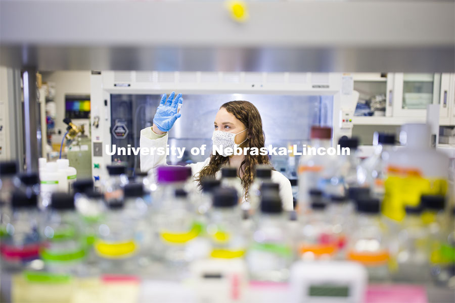 Nebraska's Lydia Storm, a freshman in forensic science and biochemistry, is a recipient of the College of Agricultural Sciences and Natural Resources' Change Maker scholarship. February 19, 2021. Photo by Craig Chandler / University Communication.