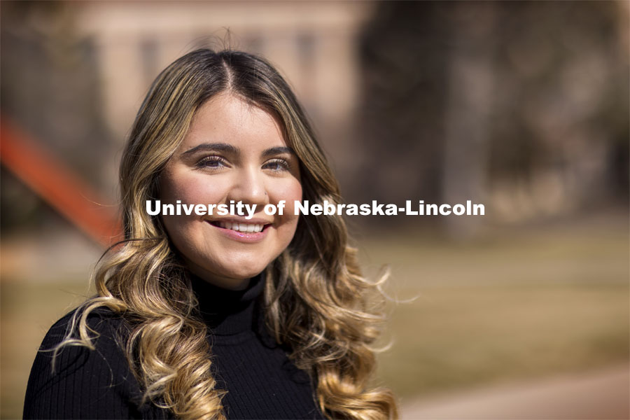 Esbeidy Chavez is a junior Global Studies major from Sutton, Nebraska and will be studying Punjabi. Esbeidy is bilingual in English and Spanish and wants to add Punjabi so that she can be an effective Foreign Service Officer. March 5, 2021. Photo by Craig Chandler / University Communication.