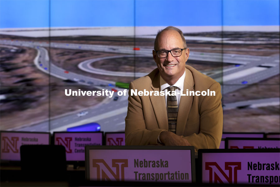 Laurence Rilett, professor of civil and environmental engineering, Keith W. Klaasmeyer Chair in Engineering and Technology, and director of the Nebraska Transportation Center and Mid-America Transportation Center, has been awarded an Innovation, Development and Engagement Award (IDEA) from the University of Nebraska. March 31, 2021. Photo by Craig Chandler / University Communication.
