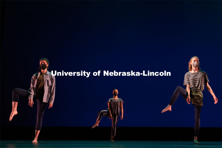 University of Nebraska-Lincoln dance students perform a dance routine during a dress rehearsal of “An Evening of Dance”. April 27, 2021. Photo by Jordan Opp for University Communication.