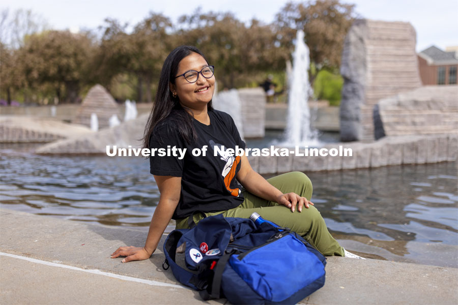 Sandhya Karki, International undergraduate student from Nepal, Wellbeing Ambassador, Vice President for Global Peer Assistance, and ASUN Senator. A junior student majoring in Nutrition and Health Sciences. April 27, 2021. Photo by Craig Chandler / University Communication.