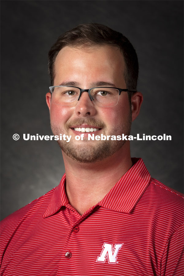 Studio portrait of Connor Biehler, Assistant Extension Educator, Easter Nebraska and Extension Center. 2021 New Faculty Orientation. August 18, 2021. Photo by Craig Chandler / University Communication.