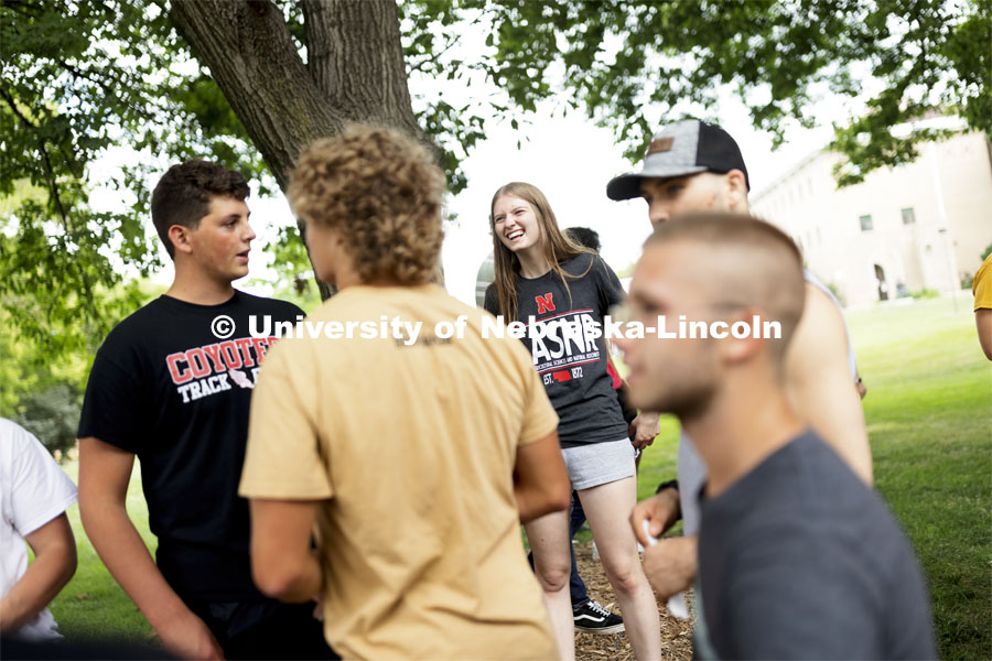 Students interact at the This is CASNR welcome event on East Campus. August 19, 2021. Photo by Craig Chandler / University Communication.