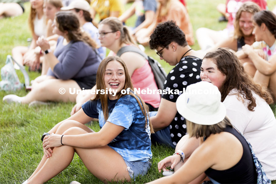 Students interact at the This is CASNR welcome event on East Campus. August 19, 2021. Photo by Craig Chandler / University Communication.