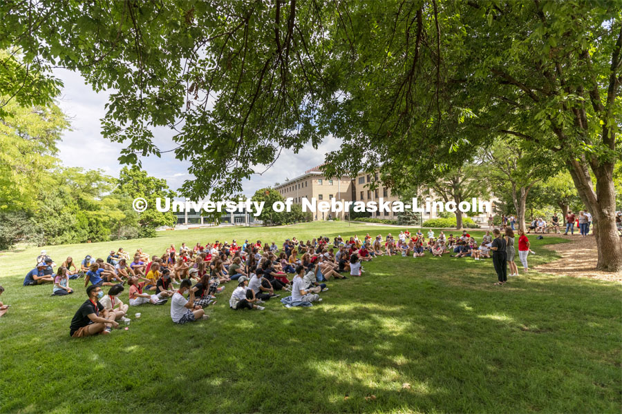 Students interact at the This is CASNR welcome event on East Campus. August 19, 2021. Photo by Craig Chandler / University Communication.