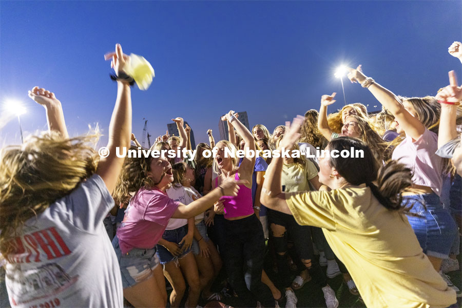 Showtime at the Vine Street Fields. Recognized Student Organizations, Greeks and Residence Halls battle against each other with performances for Homecoming competition points and ultimate bragging rights. September 27, 2021. Photo by Craig Chandler / University Communication.