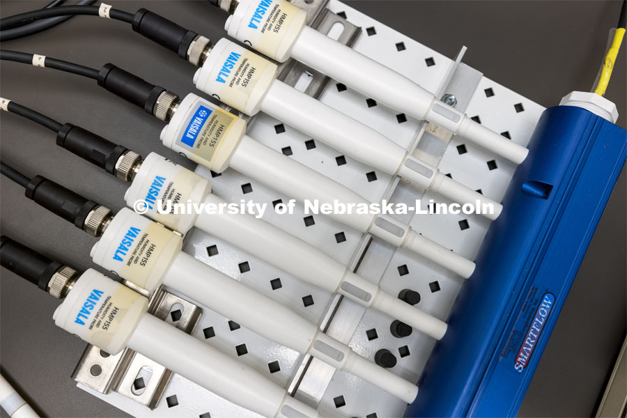 Humidity sensors await their tests at a new sensor calibration lab developed by the Nebraska State Climatology Office at the University of Nebraska-Lincoln School of Natural Resources. October 7, 2021. Photo by Craig Chandler / University Communication