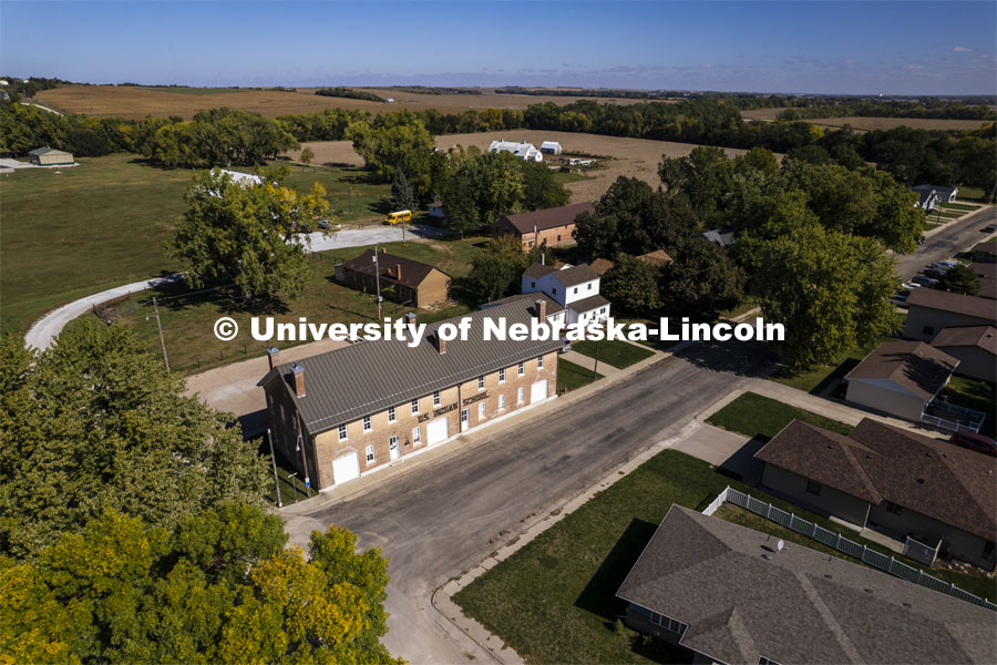 Along with the industry building, several barns and small homes remain from the original school site. Students from UNITE tour the Genoa Indian School in Genoa, Nebraska. October 10, 2021. Photo by Craig Chandler / University Communication.