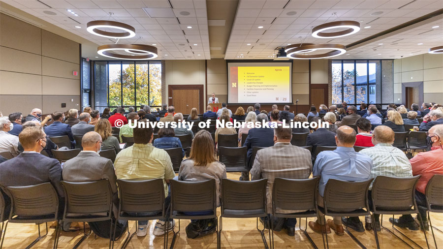Chancellor Ronnie Green has a senior leadership team meeting in the East Campus Union. October 12, 2021. Photo by Craig Chandler / University Communication.