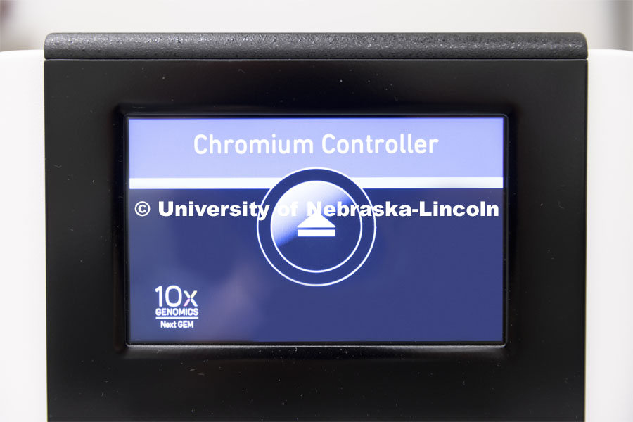 Chromium Controller monitor. Marc Libault lab in Beadle Hall. October 15, 2021. Photo by Craig Chandler / University Communication.