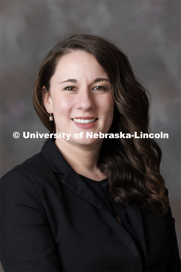 Studio portrait of Jaclyn Klintoe, University of Nebraska lawyer. January 19, 2022. Photo by Craig Chandler / University Communication.