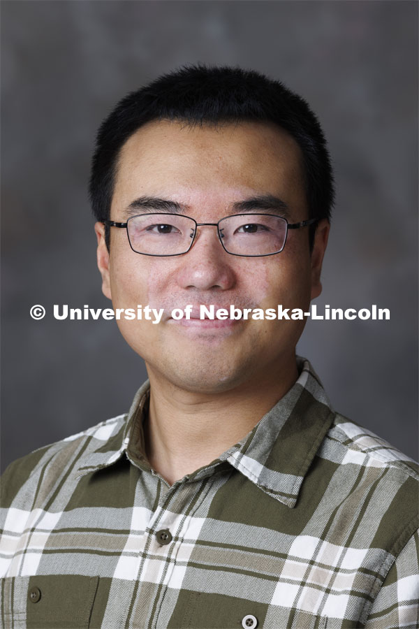 Studio portrait of Qinnan Yang, Post-Doc Research Associate, Nebraska Food for Health Center, in Food Science and Technology. January 19, 2022. Photo by Craig Chandler / University Communication.
