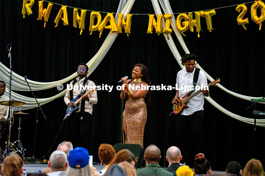 Students dance to the music of Live Lyve. The Nebraska East Union was the site for Rwanda Night: Land of a Thousand Hills Experience in One Night celebration Saturday, February 19, 2022. Photo by Jonah Tran/ University Communication.