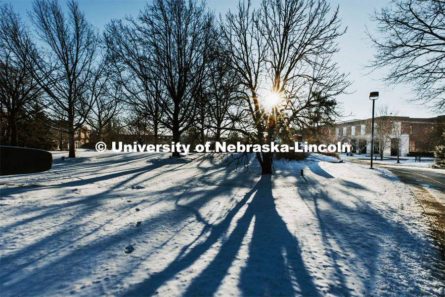 Huskers woke up Monday morning to an inch of snow. March 7, 2022. Photo by Craig Chandler / University Communication.