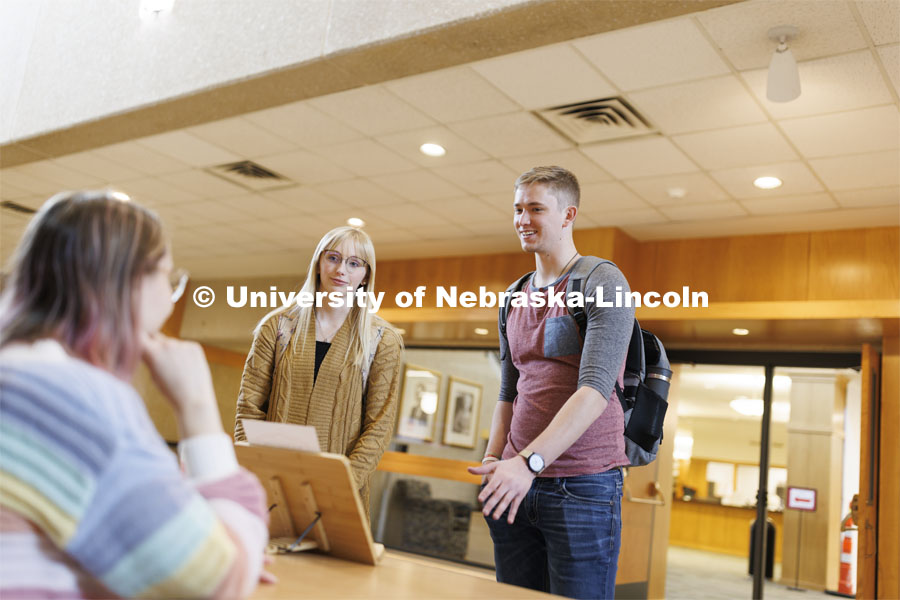 Law students socializing. Nebraska Law Photo shoot. March 21, 2022. Photo by Craig Chandler / University Communication.