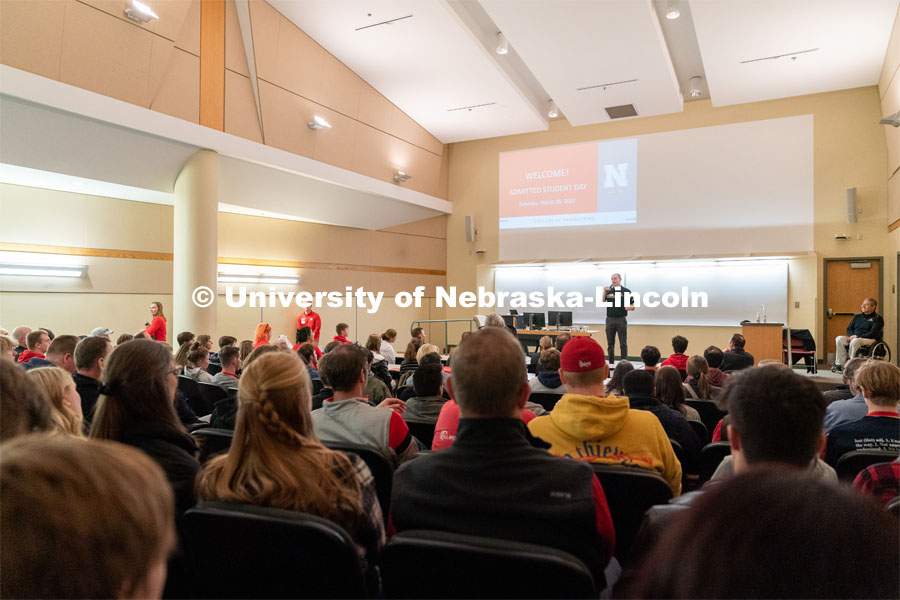 The royal welcome is rolled out by current students and faculty of the College of Engineering. Admitted Student Day is UNL’s in-person, on-campus event for all admitted students. March 26, 2022. Photo by Jordan Opp for University Communication.