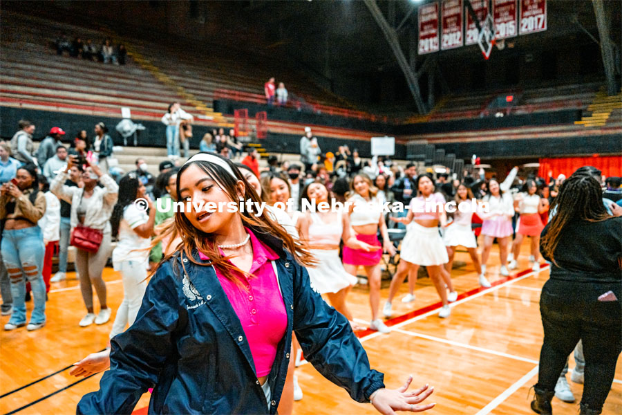 Delta Phi Lambda Sorority. Multicultural Greeks and NPHC Greeks in a competition against each other with a mixture of dancing/stepping/strolling moves. Stroll Off competition in the Coliseum. April 2, 2022. Photo by Jonah Tran/ University Communication.