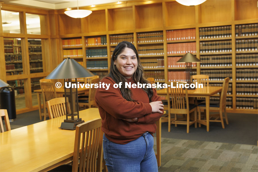 Individual students pictured in the Schmid Law Library. College of Law photo shoot. April 20, 2022. Photo by Craig Chandler / University Communication.