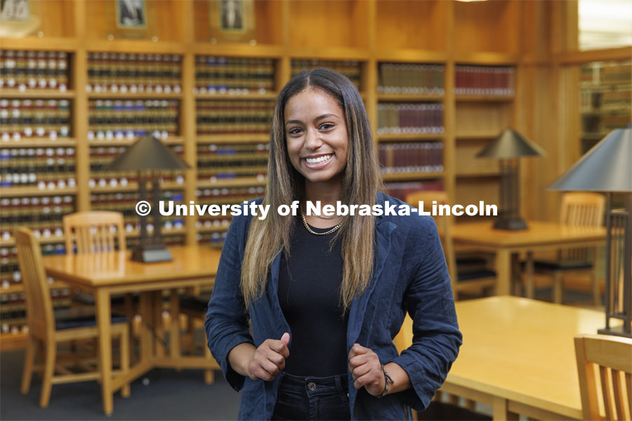 Individual students pictured in the Schmid Law Library. College of Law photo shoot. April 20, 2022. Photo by Craig Chandler / University Communication.