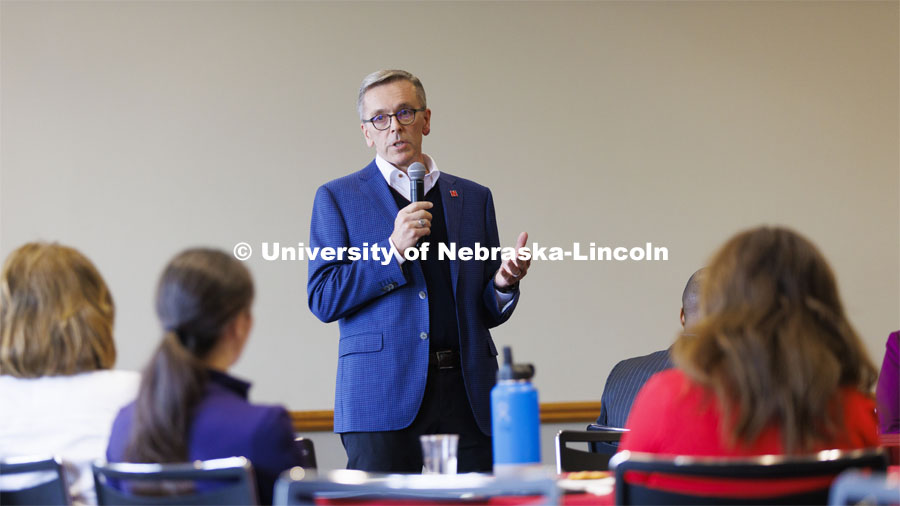 Chancellor Ronnie Green kicks off the N2025 Strategic Plan Listening Session in the Nebraska Union.  April 27, 2022. Photo by Craig Chandler / University Communication.