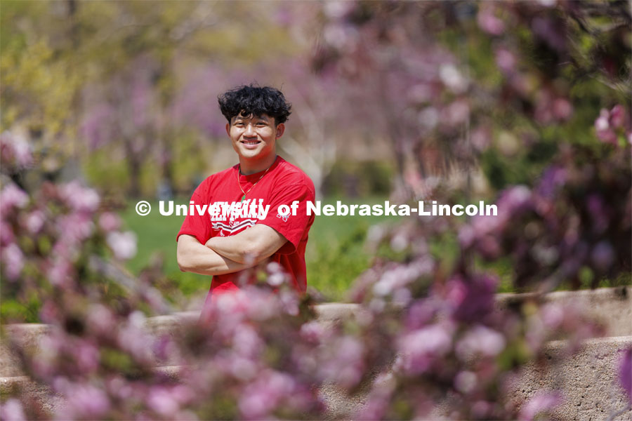 Jonah Tran joined the Emerging Leaders program as a first-year student and now mentors others. Tran is a sophomore in Nutritional Science and Dietetics who is active in the Vietnamese Student Association, Asian Student Union and the Nebraska Barbell Club.. Photo for his Asian Pacific Islander month story. April 28, 2022. Photo by Craig Chandler / University Communication.