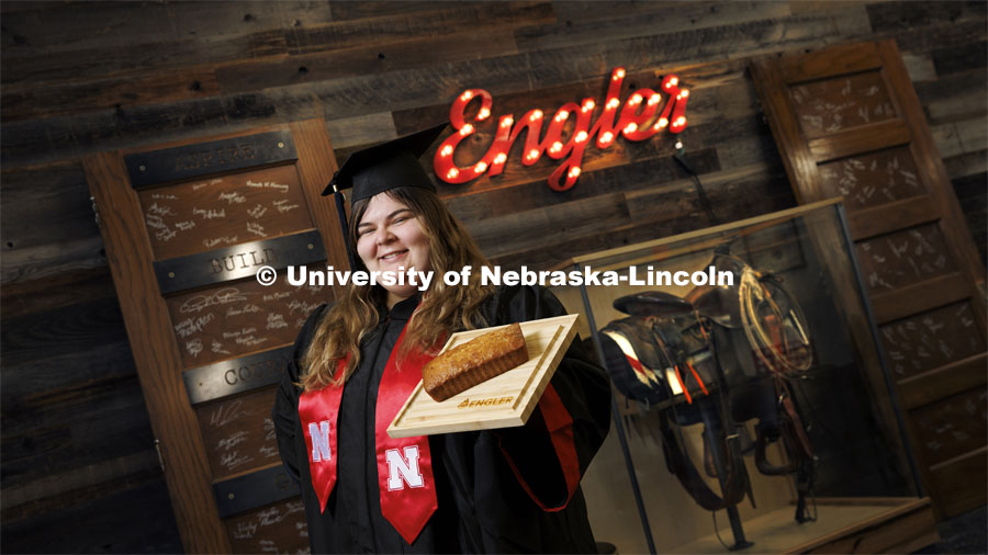 Isabella Jacobsen, an animal science major who will attend Nebraska Law in the fall, started her own baking business and is part of the Engler Agribusiness Entrepreneurship program. May 5, 2022. Photo by Craig Chandler / University Communication.