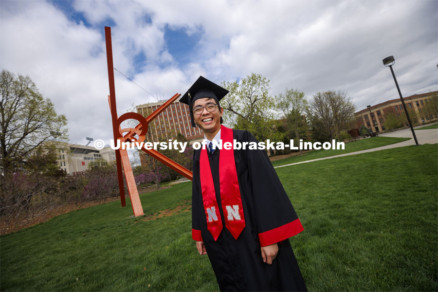 Jun Yi Goh, a double-major in history and global studies from Malaysia, will soon join his mother and two uncles as University of Nebraska–Lincoln alumni. Goh will attend UNL to get his master’s in history. May 6, 2022. Photo by Craig Chandler / University Communication.