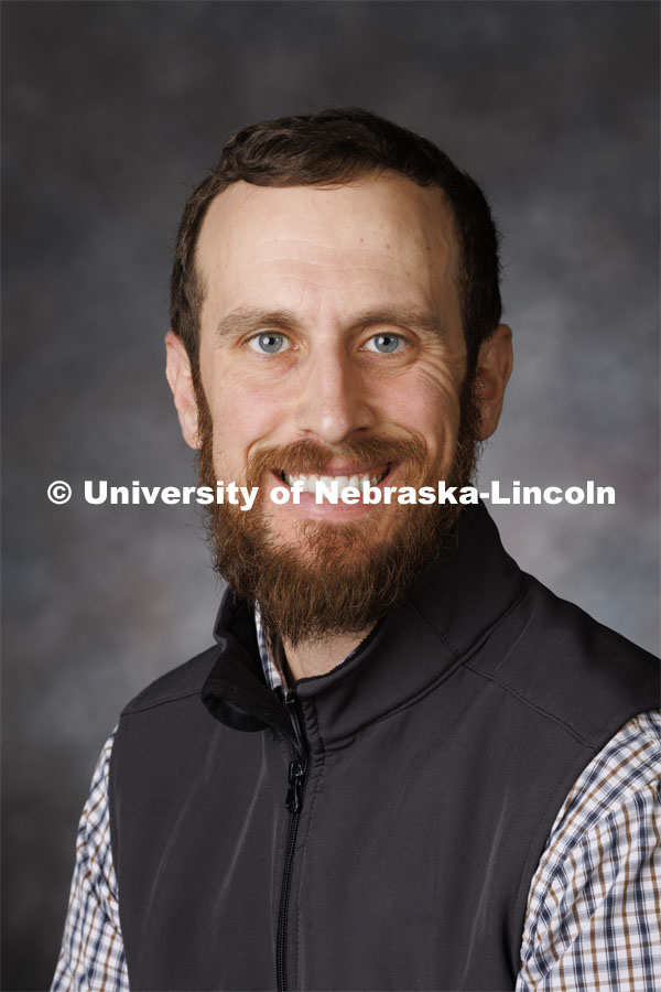 Studio portrait of Andrew Little, Assistant Professor of Landscape and Habitat Management, Extension Wildlife Specialist. Portraits of Extension, IANR and CASNR educators. May 10, 2022. Photo by Craig Chandler / University Communication.
