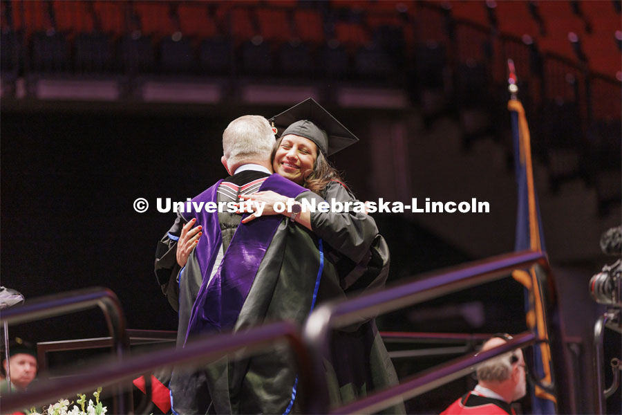 Graduate commencement in Pinnacle Bank Arena. May 13, 2022. Photo by Craig Chandler / University Communication.