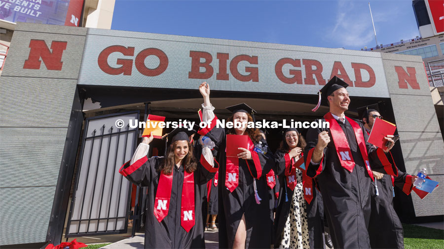Students enter the field through the tunnel walk to find their seats on memorial field. UNL undergraduate commencement in Memorial Stadium. May 14, 2022. Photo by Craig Chandler / University Communication.