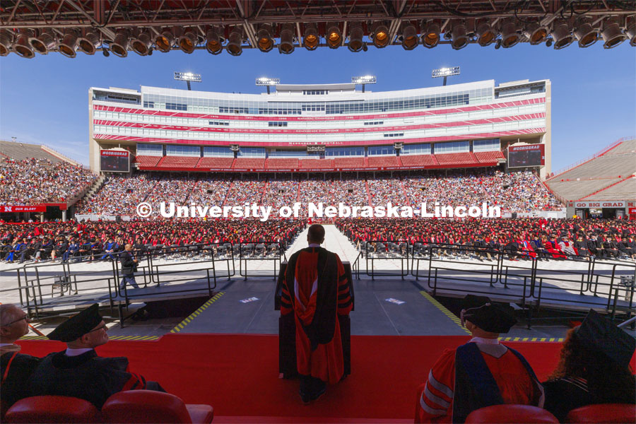 UNL Chancellor Ronnie Green welcomes everyone to the May undergraduate commencement. UNL undergraduate commencement in Memorial Stadium. May 14, 2022. Photo by Craig Chandler / University Communication.