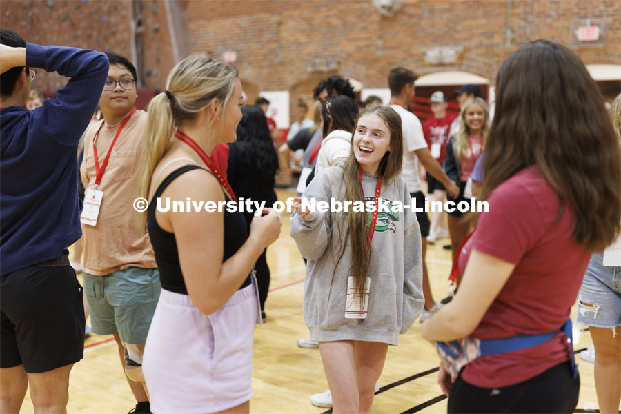 New students playing games in the Coliseum. New student enrollment orientation and campus tours. June 28, 2022. Photo by Craig Chandler / University Communication.