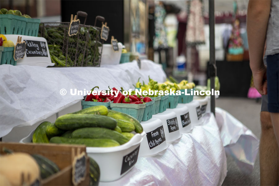 Farmers Market in the Haymarket, Lincoln, Nebraska. August 6, 2022. Photo by Blaney Dreifurst for University Communication.