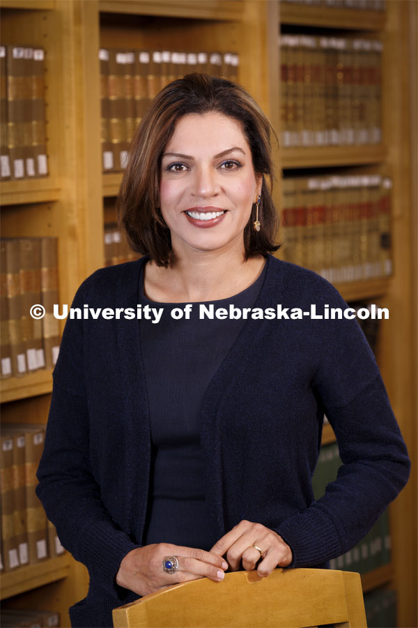 Arfa Kaiser, Library Services Associate, College of Law. College of Law portrait session. August 18, 2022. Photo by Craig Chandler / University Communication.