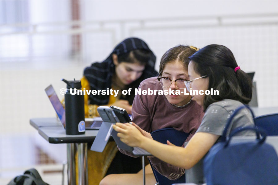 Students studying in Jorgensen Hall. August 29, 2022. Photo by Craig Chandler / University Communication.