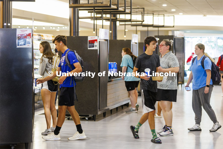 Selleck Dining Hall has been turned into a food court with new seating areas. August 30, 2022. Photo by Craig Chandler / University Communication.