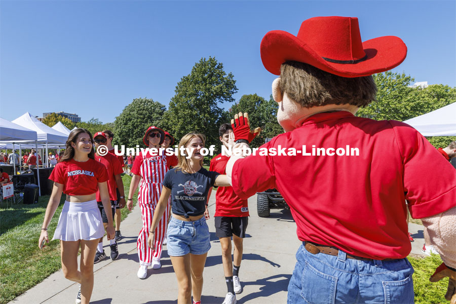 Student Tailgate and Unity Walk in the Union green space before the game. NU vs. North Dakota. September 3, 2022. Photo by Craig Chandler / University Communication. 