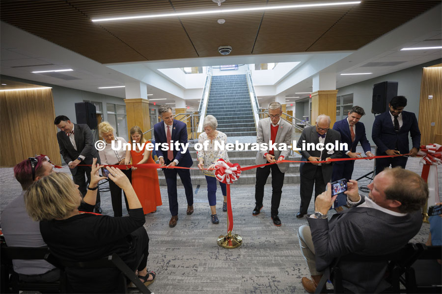 Ribbon cutting for the renovation of the Schmid Law Library at the College of Law. September 16, 2022. Photo by Craig Chandler / University Communication.