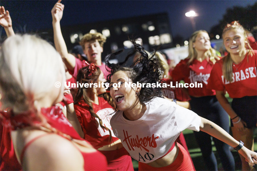 Showtime at the Vine Street Fields. Recognized Student Organizations, Greeks and Residence Halls battle against each other with performances for Homecoming competition points and ultimate bragging rights. Homecoming 2022. September 26, 2022. Photo by Craig Chandler / University Communication.