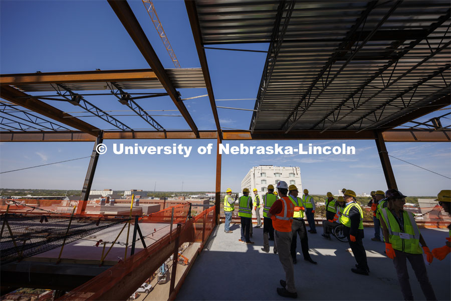 College of Engineering advisory board tour of Kiewit Hall construction. September 30, 2022. Photo by Craig Chandler / University Communication.