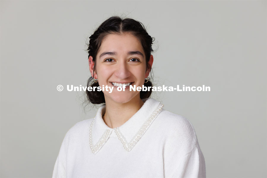 Studio portrait of Crystal Carrillo, ASEM New Student Enrollment Orientation Leaders. December 5, 2022. Photo by Craig Chandler / University Communication.