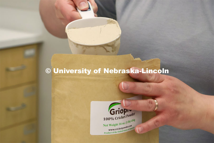 Groups prepared baked goods using flour made from crickets. Battle of the Food Scientists at Nebraska Innovation Campus. February 15, 2023. Photo by Blaney Dreifurst / University Communication.