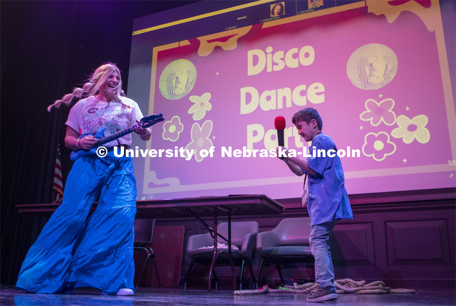 Ashton Sandman and Zayn Soerjawitaka perform at the 2023 HuskerThon. University of Nebraska–Lincoln students raised $118,208 during the annual HuskerThon on Feb. 25. Also known as Dance Marathon, the event is part of a nationwide fundraiser supporting Children’s Miracle Network Hospitals. The annual event, which launched in 2006, is the largest student philanthropic event on campus. The mission of the event encourages participants to, “dance for those who can’t.” All funds collected by the Huskers benefit the Children’s Hospital and Medical Center in Omaha. February 25, 2023. Photo by Blaney Dreifurst for University Communication.