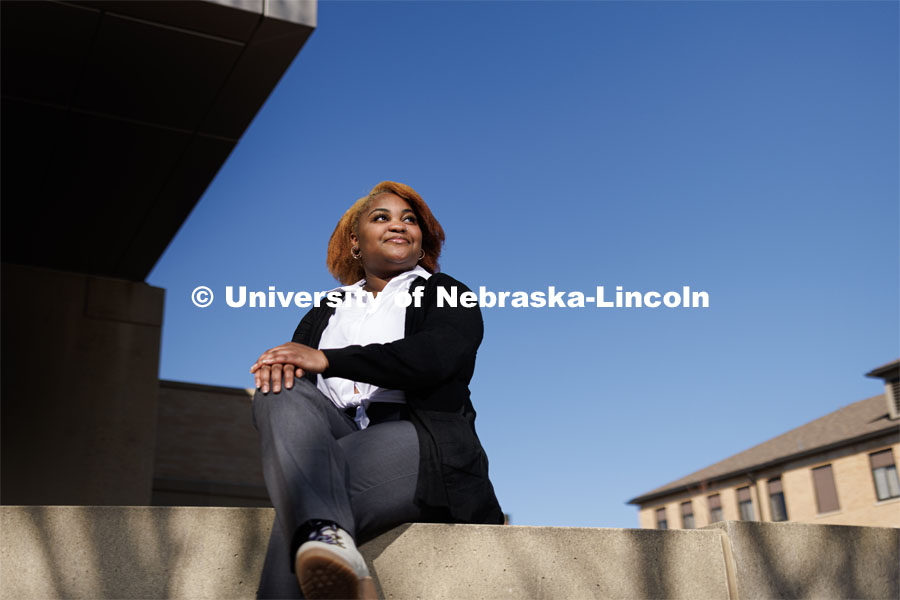 Alaya Green, senior in Nutritional Science and Dietetics, for her Black History Month profile. February 27, 2023. Photo by Craig Chandler / University Communication.