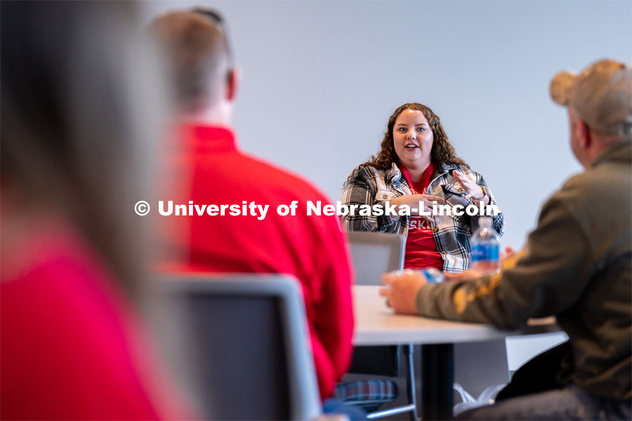 Current University of Nebraska-Lincoln College of Education and Human Sciences students speak about their time at UNL during Admitted Student Day inside Carolyn Pope Edwards Hall. Admitted Student Day is UNL’s in-person, on-campus event for all admitted students. March 24, 2023. Photo by Jordan Opp for University Communication.
