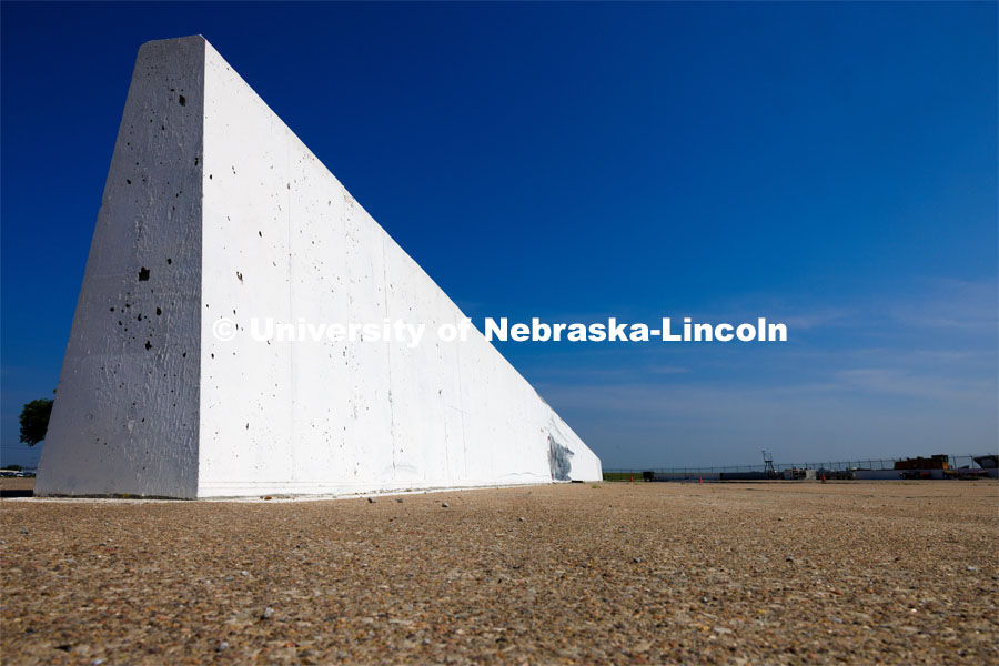 A barrier system for highway medians to stop semi tankers from flipping over the median into oncoming traffic. Midwest Roadside Safety Facility. Photo used for 2022-2023 Annual Report on Research at Nebraska. June 5, 2023. Photo by Craig Chandler / University Communication.