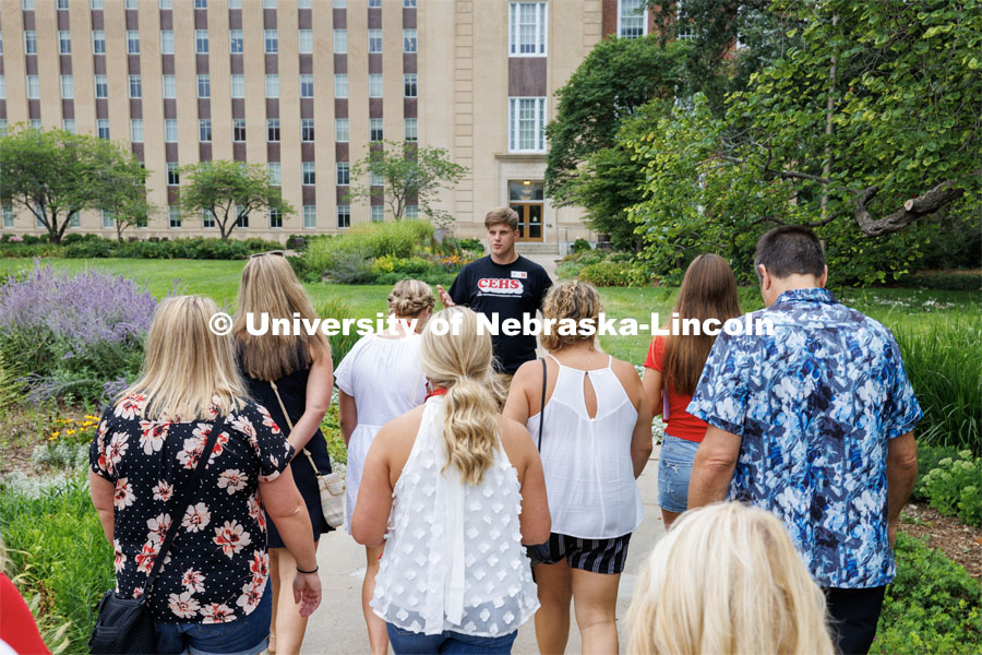 A CEHS led group gives perspective students and their parents a tour of City Campus. Campus Tours. August 4, 2023. Photo by Craig Chandler/ University Communication.