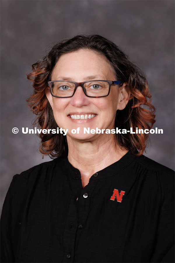 Studio portrait of J. Birdie Ganz, Professor in Special Education and Communication Disorders. 2023 New Faculty Orientation. August 16, 2023. Photo by Craig Chandler / University Communication.