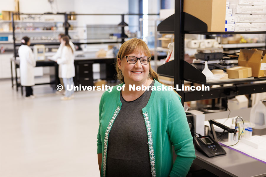 Shannon Bartelt-Hunt, the Donald R. Voelte Jr. and Nancy A. Keegan Chair of Civil Engineering, will present a virtual Nebraska Lecture, “Our Water, Our Health,” for the Office of Research. September 15, 2023. Photo by Craig Chandler / University Communication.